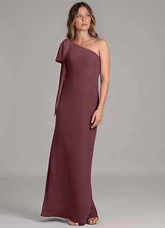 Azazie Capri Bridesmaid Dresses Sangria A-Line One Shoulder Chiffon Dress image5