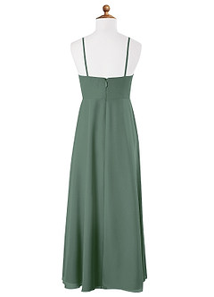 Azazie Collette Junior Eucalyptus A-Line Ruched Chiffon Dress image4