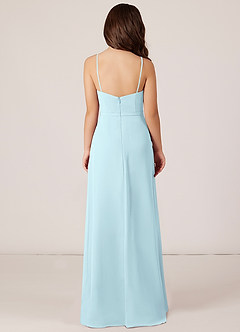 Azazie Kaylee Junior Cloud Blue A-Line with Belt Chiffon Dress image2