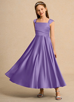 Azazie Bundle Girls Formal Flower Girl Dresses Tahiti A-Line Pleated Matte Satin Dress image6
