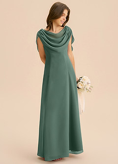 Azazie Lambie Junior Sea Moss A-Line Pleated Chiffon Dress image5