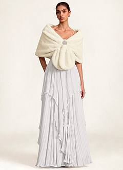 front Brosche Kunstpelz Cape