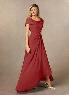 Azazie Mary Mother of the Bride Dresses Rust A-Line Side Slit Chiffon Dress image4
