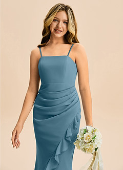 Azazie Buzzy Junior Bermuda Sheath Pleated Chiffon Dress image2