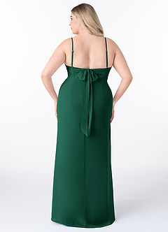 Azazie Mai Abiti da Damigella Abito Tubino in Chiffon Plissettato Smeraldo image8