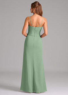 Azazie Jenine Vestidos de damas de honor Vestido de Matcha de Gasa de Corte Sirena con Sin tirantes image7