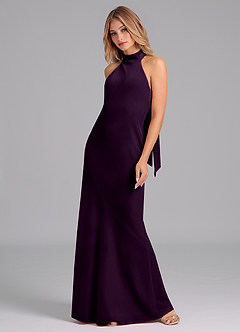 Azazie Velli Robes de demoiselle d'honneur Robe Sirène en velours Col Haut Grain De Raisin image5
