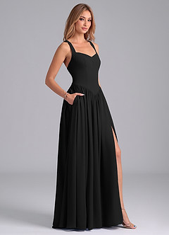 Azazie Francis Bridesmaid Dresses Black A-Line Corset Chiffon Dress image6