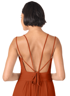 Azazie Farren Bridesmaid Dresses Burnt Orange A-Line Pleated Chiffon Convertible Dress image8