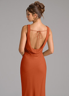 Azazie Rylina Bridesmaid Dresses Burnt Orange Mermaid Pleated Chiffon Dress image2