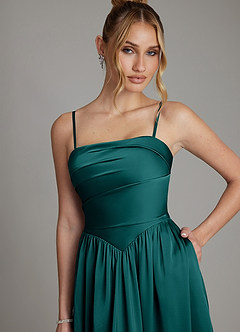 Azazie Zena Bridesmaid Dresses Peacock A-Line Strapless Stretch Satin Dress image2