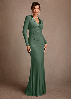 Azazie Syracuse vestidos de madre de la novia Vestido de Eucalipto de Punto de lujo de Corte Recto con Plisado image3