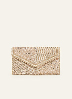 front Pochette enveloppe géométrique à sequins et perles