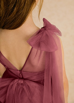 Azazie Dori Blumenmädchenkleider A-Linie Gestreift Tüll Kleid Merlot image8