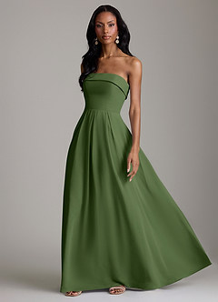 Azazie Lucienne Bridesmaid Dresses Olive A-Line Strapless Chiffon Convertible Dress image5