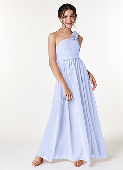 Azazie Flower Junior Lavender A-Line Pleated Chiffon Dress image3