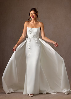 Azazie Sersi Wedding Dresses Diamond White Mermaid Strapless Matte Satin Dress image2