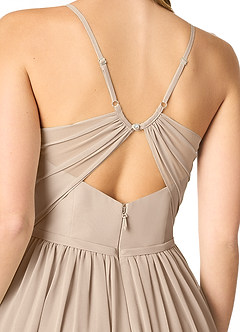 Azazie Cora Bridesmaid Dresses Taupe A-Line Pleated Chiffon Dress image3