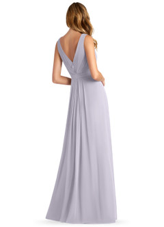 Azazie Gina Bridesmaid Dresses Fog A-Line V-Neck Pleated Chiffon Dress image7