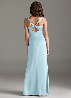 Azazie Mero Junior Syrena Pofałdowany Satyna elastyczna Długość podłogi Młodsza druhna Sukienka image5