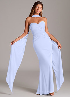 Azazie Katelyn Jurken voor bruidsmeisjes Converteerbaar Jurk van Mesh met Kolom Strapless Lavendel image1