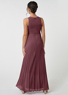 Azazie Lindie Junior Sangria A-Line Pleated Chiffon Dress image2