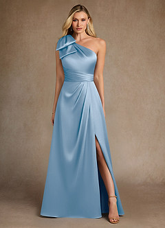 Azazie Easton Mother of the Bride Dresses Powder Blue A-Line One Shoulder Stretch Satin Dress image1