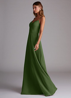 Azazie Marley Bridesmaid Dresses Olive A-Line Off the Shoulder Chiffon Convertible Dress image6