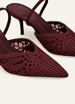 front Tkané síťované slingback podpatky pro ženy špičatou špičkou svatební boty elegantní vysoké podpatky