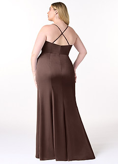 Azazie Marzia Final Sale Ganache Mermaid Cowl Pleated Stretch Satin Dress image8