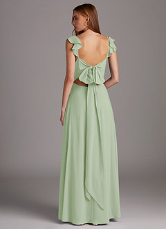 Azazie Arela Final Sale Dusty Sage A-Line Ruched Stretch Chiffon Dress image5