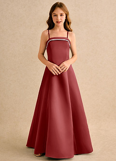 Azazie Izel Girls Formal Flower Girl Klänningar Klä A-Line i Matt satäng Plisserad image6