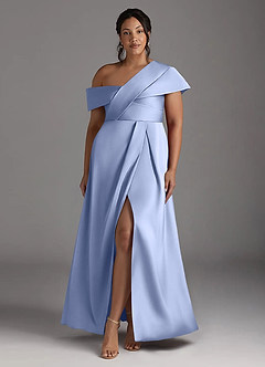 Azazie Milton Mother of the Bride Dresses Ice A-Line Pleated Stretch Satin Dress image9