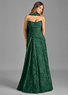 Azazie Gabriela Bridesmaid Dresses Dark Green A-Line Strapless Floral Burnout Dress image3