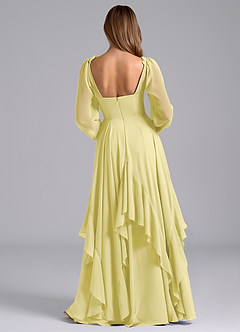 Azazie Karan Bridesmaid Dresses Lemon Sorbet A-Line Long Sleeve Chiffon Dress image2