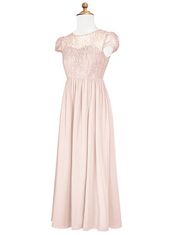 Azazie Delevingne Junior Robe Trapèze en Mousseline de soie Dentelle Rose Pétale image8