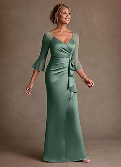 Azazie Nampa Abiti per la Madre della Sposa Abito Tubino in Maglia Plissettato Eucalipto image4