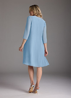 Azazie Shirley Moeder van de bruid jurken A-Lijn Jurk van Chiffon Schop gevouwen Poederblauw image3