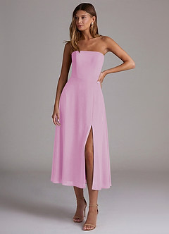 Azazie Wren Bridesmaid Dresses Candy Pink A-Line Strapless Chiffon Dress image1