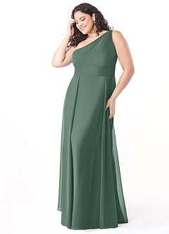 Azazie Dallas Bridesmaid Dresses Sea Moss A-Line One Shoulder Chiffon Dress image8