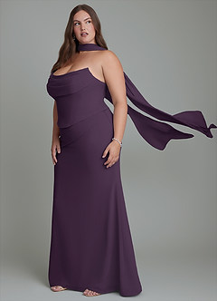 Azazie Sorrel Brautjungfernkleider Meerjungfrau-Linie Korsett Chiffon Kleid Pflaume image14