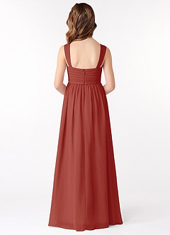 Azazie Evie Junior Terracotta A-Line Pleated Chiffon Dress image3