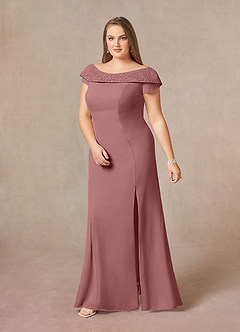 Azazie Cupid Kleider für die Brautmutter A-Linie Bootshals Spitze Chiffon Kleid Wüstenrose image8