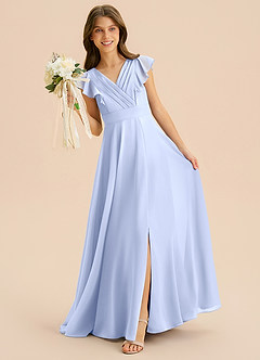 Azazie Anysa Junior Robe Trapèze en Mousseline de soie Rayé Eis image3