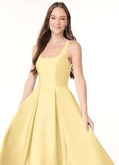 Azazie Neve Bridesmaid Dresses Butter Ball-Gown with Pockets Stretch Satin Dress image5