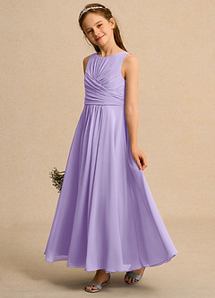 Azazie Ducky Junior Formal Flower Girl Dresses Lilac A-Line Pleated Chiffon Dress image5