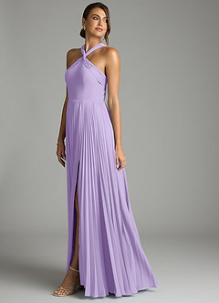 Azazie Afra Bridesmaid Dresses Lilac A-Line Pleated Chiffon Dress image4