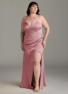 Azazie Yola Bridesmaid Dresses Dusty Rose Sheath V-Neck Pleated Stretch Satin Convertible Dress image11