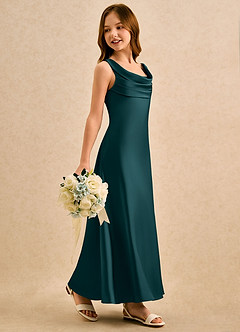 Azazie Raspberry Girls Formal Flower Girl Klänningar Klä A-Line i Stretch Satin Plisserad image3