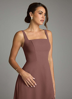 Azazie Debra Abiti da Damigella Abito Convertibile A-Line in Chiffon Con Tasche Espresso image3